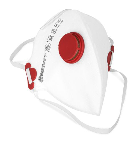 Beeswift Fold Flat P2 Mask with Valve - White (Box of 20)