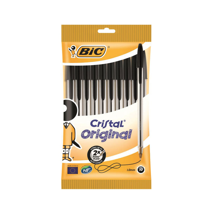 Bic Cristal Ballpoint Pen 1.0mm Tip 0.32mm Line Black (Pack 10) - 516353