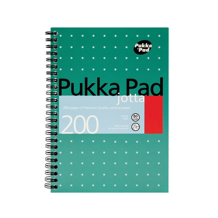 Pukka Pad Jotta A5 Wirebound Card Cover Notebook Ruled 200 Pages Metallic Green (Pack 3) - JM021