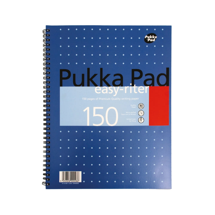 Pukka Pad Easy-Riter A4 Wirebound Card Cover Notebook Ruled 150 Pages Metallic Blue (Pack 3) - ERM009