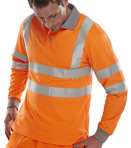 Beeswift Polo Shirt Long Sleeved Orange S