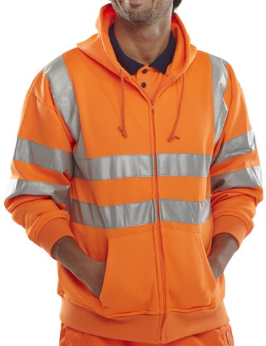 Beeswift Zip Up Hooded Sweatshirt Orange XL